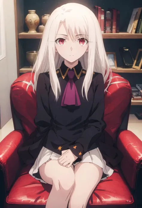 {safe:1.10}, best quality, masterpiece, highres, solo, {illyasviel_von_einzbern_fatestaynightufotable:0.90}, sitting, sitting on chair, chair, cowboy_shot, looking at viewer