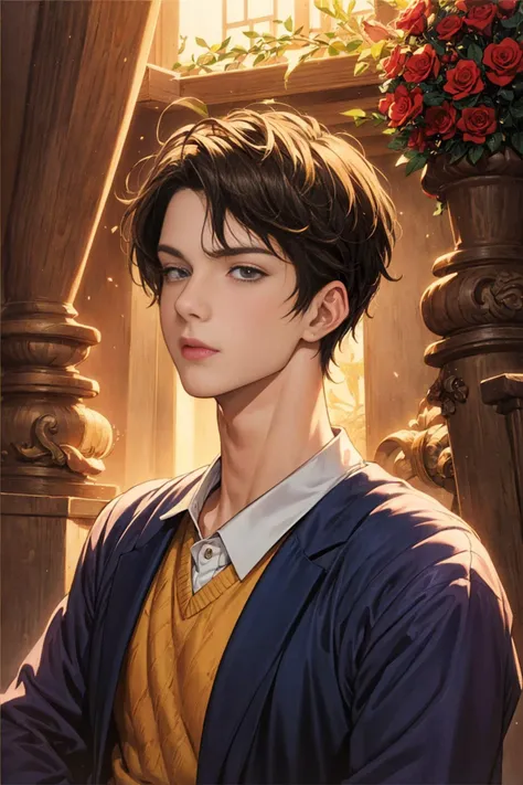 ((masterpiece)),((bestquality)),8k,high detailed,ultra-detailed,1boy,Kino Flo lighting,portrait, ((Manga style)),