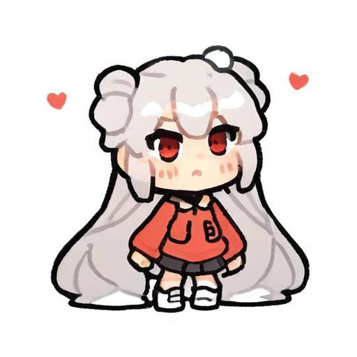 <lora:qlieexl:1>,full body,(qline),chibi,white hair girl,2ponytail,red eyes,