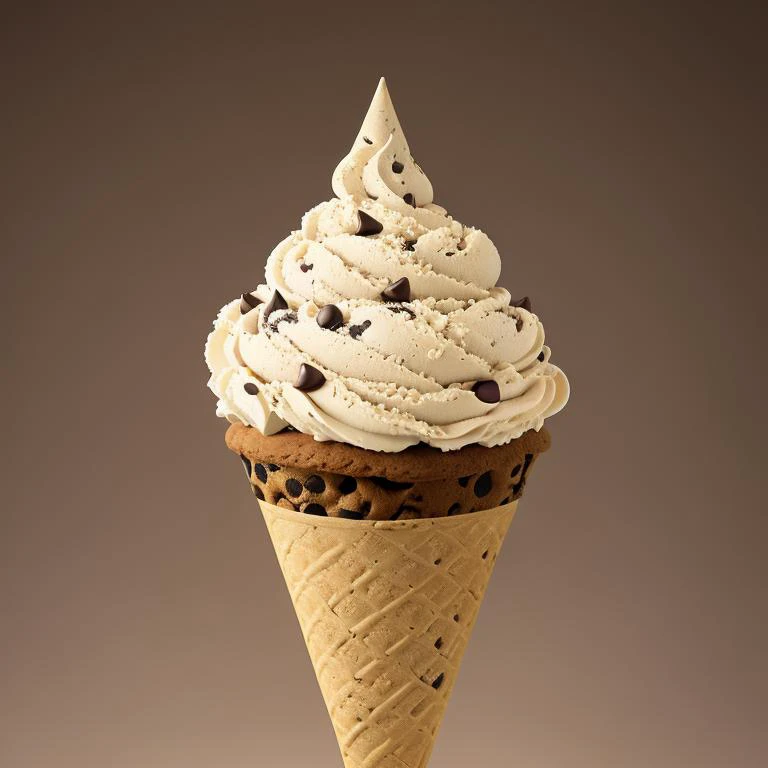 photography manipulation, chocolate chip cookie dough ice cream, iced coffee,  inside (( cone )), <lora:epinoiseoffset_v2pynoise...