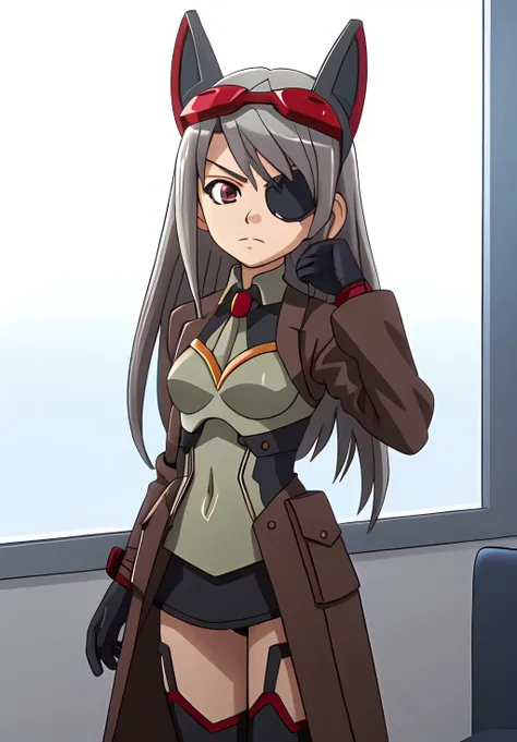 <lora:InfiniteStratos:0.6>, LauraGear, solo, Serious, Eye Patch