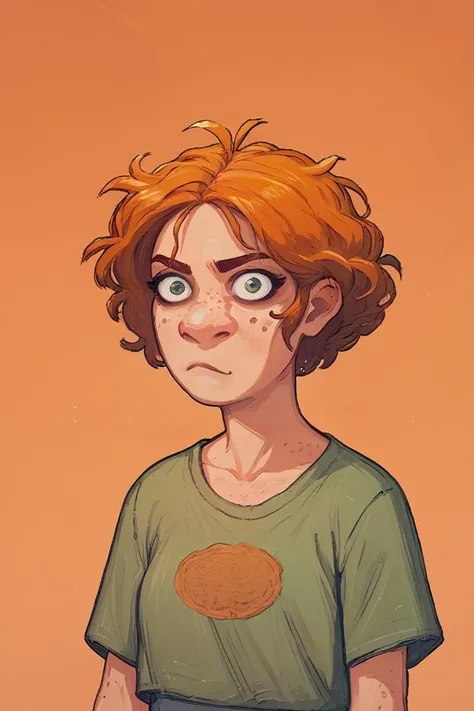 a drawing of a boy with a green shirt and a brown shirt