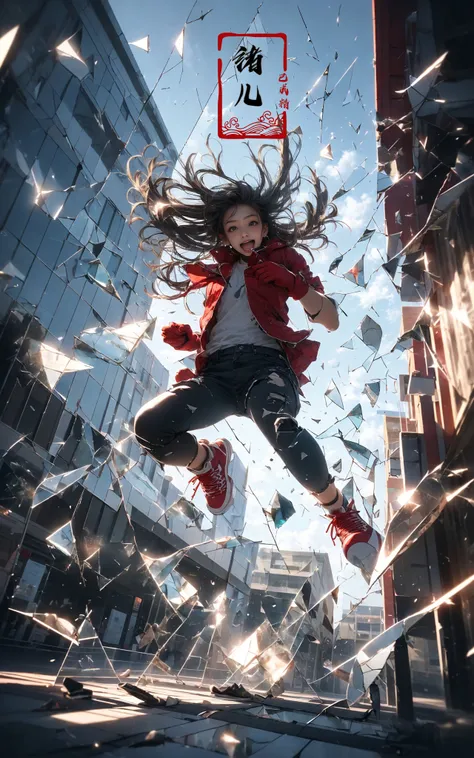 jumpingmidair, (1girl, solo:1.2), open mouth, outdoors, building, (broken glass:1.5), shoes, (red gloves:1.3),
Glow, reflective glass, light pollution
<lora:~Q?-gV jumping:0.8>