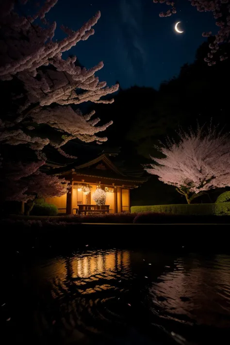 no humans,<lora:sakuru_v1:0.6>,ruanyi0007,<lora:detail_slider_v4:3>,cherry blossoms,sakura,falling petals,petals,<lora:nighttime_v1:1.1>,night,dark,dappled moonlight,, best quality,masterpiece,high quality,real,realistic,super detailed,full detail,8K,