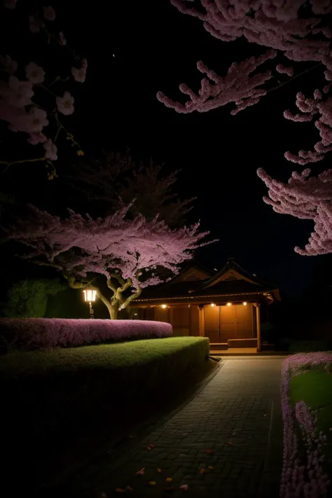 no humans,<lora:sakuru_v1:0.6>,ruanyi0007,<lora:detail_slider_v4:3>,cherry blossoms,sakura,falling petals,petals,<lora:nighttime_v1:1.1>,night,dark,dappled moonlight,, best quality,masterpiece,high quality,real,realistic,super detailed,full detail,8K,