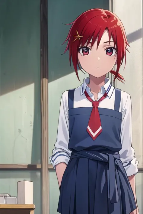 akanehino, <lora:akane hino s1-lora-nochekaiser:1>,
akane hino, short hair, hair ornament, (red eyes:1.3), ponytail, red hair, hair clip, x hair ornament,
BREAK skirt, school uniform, necktie, sweater, sleeves rolled up, clothes around waist, sweater aroun...