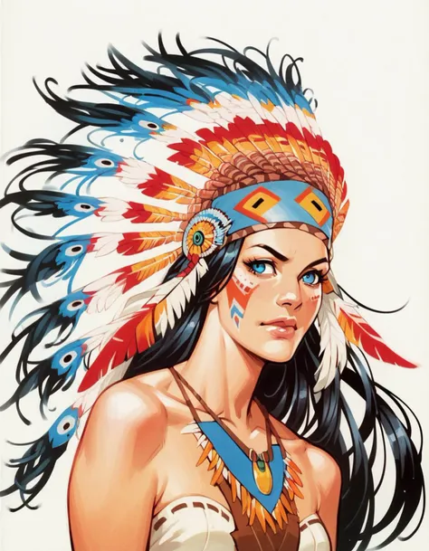 a woman with a feather headdress and a feather headdress