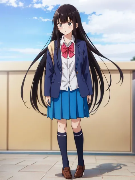 <lora:sawako_kuronuma trigger:1>sawako_kuronuma, hime cut, 1girl, solo, full body, black hair, school uniform, long skirt