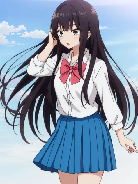 <lora:sawako_kuronuma trigger:1>sawako_kuronuma, hime cut, 1girl, solo, full body, black hair, school uniform, long skirt