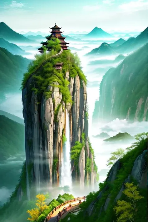 chinese landscape, art by _shuimo_