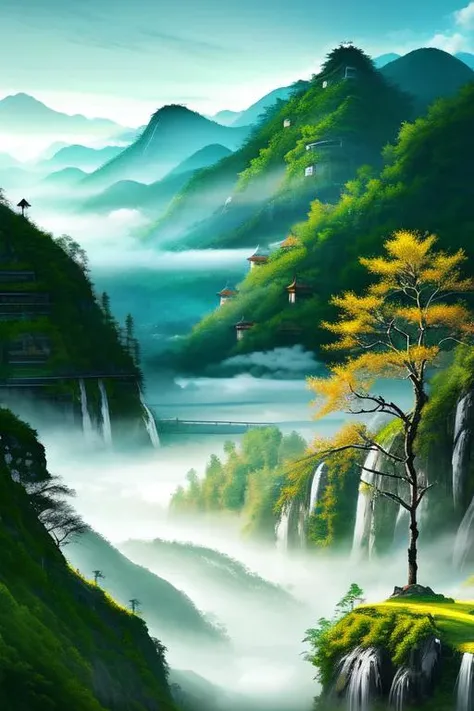 chinese landscape, art by _shuimo_