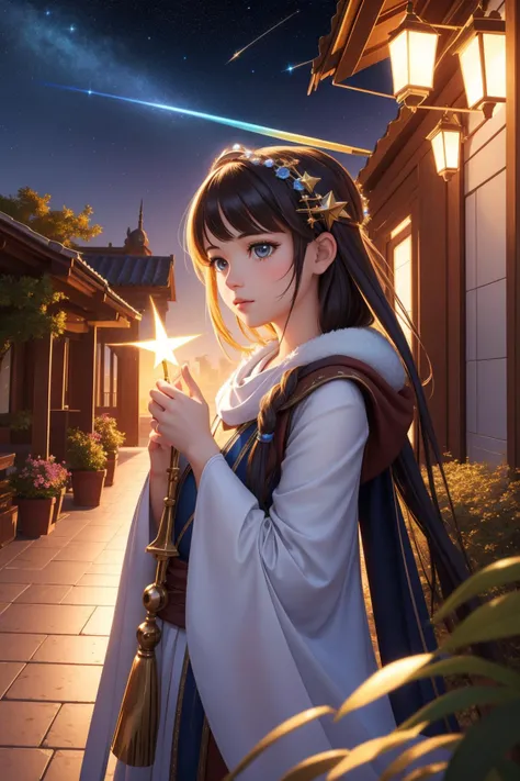 1girl, epic Grisaille, masterpiece 3D Rendering, fantasy Oil painting of a masterpiece, highly detailed, Primitivism Disciplined ([Snorlax:Rey:4]:1.3) , at Striped Shanghai, crowded vegetation and Sagittarius constellation in background, Stars in the sky, ...