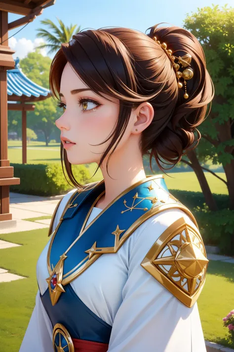 1girl, (stylized by Ruan Jia:0.9) , fantasy art, epic Spray paint style, Elite grass and Aquarius constellation in background, elegant, side view shot of a Satin [Formal|Bridal] short Turkish (Female [God:Bella Swan:2]:1.3) , she is reimagined as a Playmob...