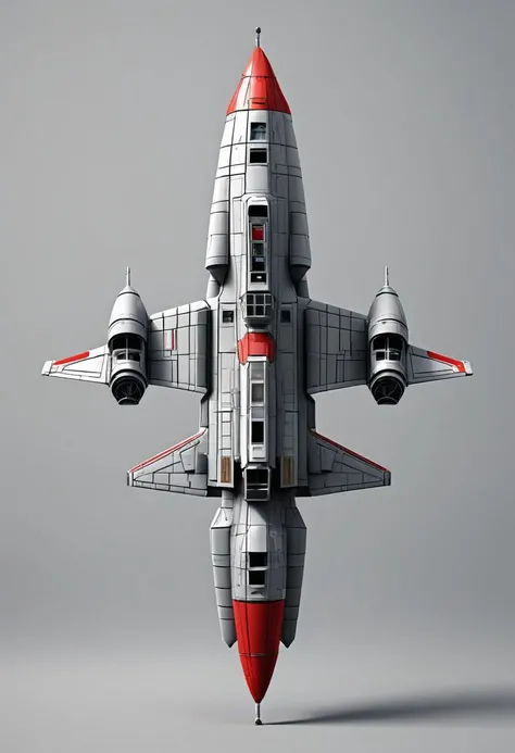 (cell shaded artstyle)+, (3d)+, 1 space ship, space ship solo, marauder class space ship, grey background