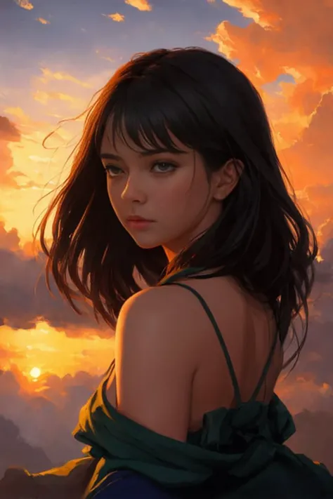 (extremely detailed CG unity 8k wallpaper), full shot body photo of the most beautiful artwork in the world, beautiful women, crying,sunset, kneeling, cover,Frontal View,professional majestic oil painting by Ed Blinkey, Atey Ghailan, Studio Ghibli, by Jere...