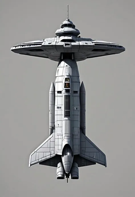 (cell shaded artstyle)+, (3d)+, 1 space ship, space ship solo, marauder class space ship, grey background