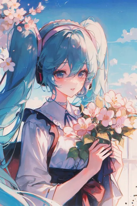 a girl,by matcha,hatsune miku,sakura