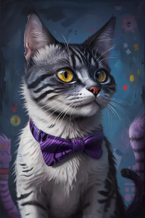 <lora:doodleart:0.6>, surrealistic,tuyawang,abstract,doodle art, cat wearing a bowtie, no humans, <clip:skip:2>, masterpiece, 8k, high resolution, shallow depth of field, sharp focus