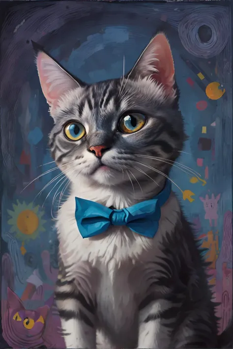 <lora:doodleart:0.6>, surrealistic,tuyawang,abstract,doodle art, cat wearing a bowtie, no humans, <clip:skip:2>, masterpiece, 8k, high resolution, shallow depth of field, sharp focus