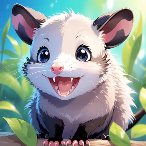 a (cute) (happy) possum didelphis albiventris, ((small)) black ears <lora:Opossum-possum:0.7>, anime artwork . anime style, key visual, vibrant, studio anime, highly detailed