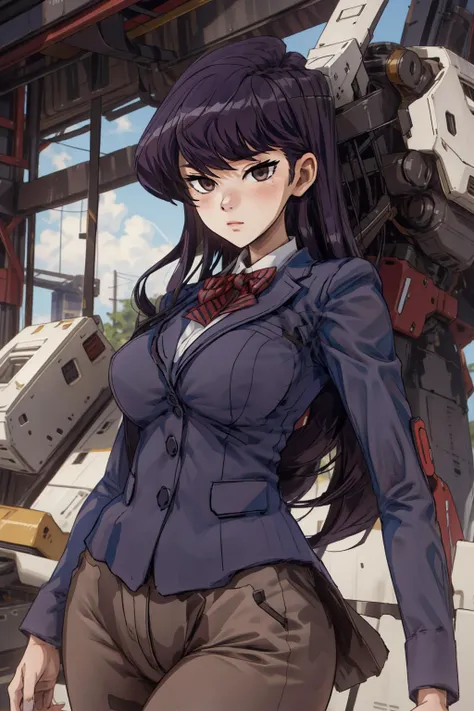 masterpiece,1girl, tall elegant girl, long legs, solo, komi shouko, medium breasts,  (portrait), Mecha