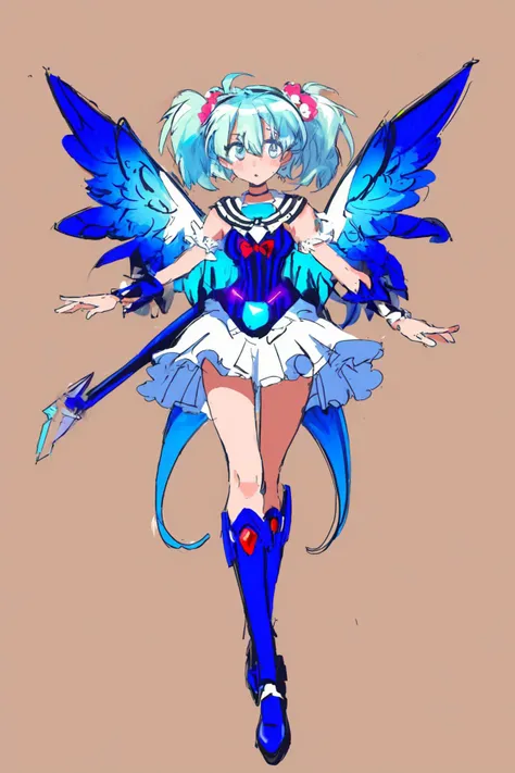 <lora:TalDarimMecha:1>, (masterpiece, best quality:1.3),extremely high detailed, intricate, 8k, HDR, wallpaper, cinematic lighting ,(universe), glowing, armor, glowing eyes, mecha, large wings,
miku,costume design,pop harajuku,rough sketch,dot art,tool cho...