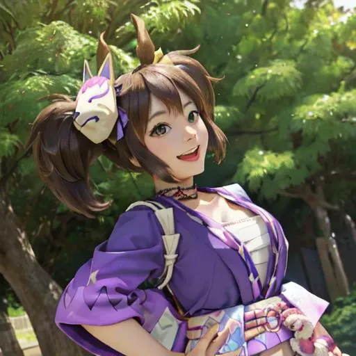 anime - style girl in purple outfit holding a purple purse