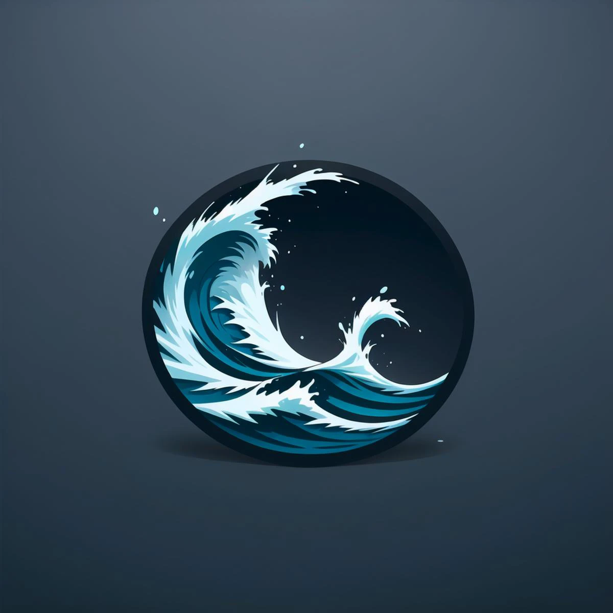 a blue and white wave in a circle with stars