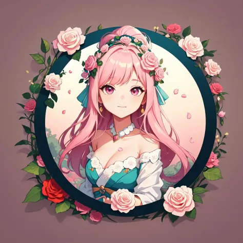 arasaka logo, arasaka, (masterpiece, best quality:1.1), (round logo:1.05), a rose garden, petals, thorns, red, pink, garden, fragrance, blooms, gradient background, simple background, <lora:RoundLogo_v1_CT_E8R64:1>