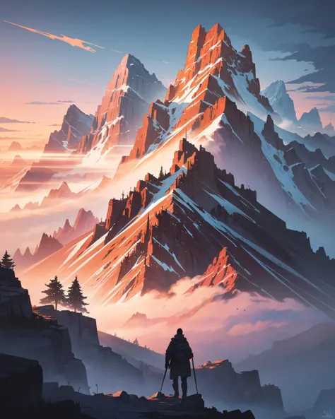 (masterpiece, best quality),Mountains, painted, intricate, volumetric lighting, beautiful, rich deep colors masterpiece, sharp focus, ultra detailed, in the style of dan mumford and marc simonetti,