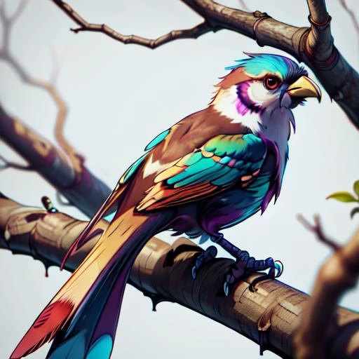 brightly colored bird perched on a branch of a tree