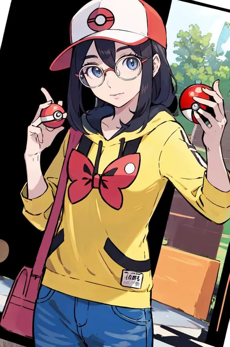 <lora:Sugimori_Ken_Style_v3:0.7>   <lora:LIP:1> (LilyPichuTI:0.9), glasses, cowboy shot, poke ball, ace trainer (pokemon), ace trainer (pokemon) (cosplay),, absurdres, ultra detailed, masterpiece, best quality, aesthetic, detailed,