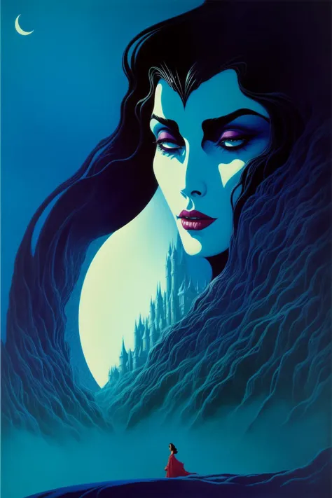 1 woman beautiful witch detailed face moon castle Eyvind Earle (best quality, masterpiece) <lora:add_detail:0.5> <lyco:locon_rosario_v1_from_v1_64_32:1.0>