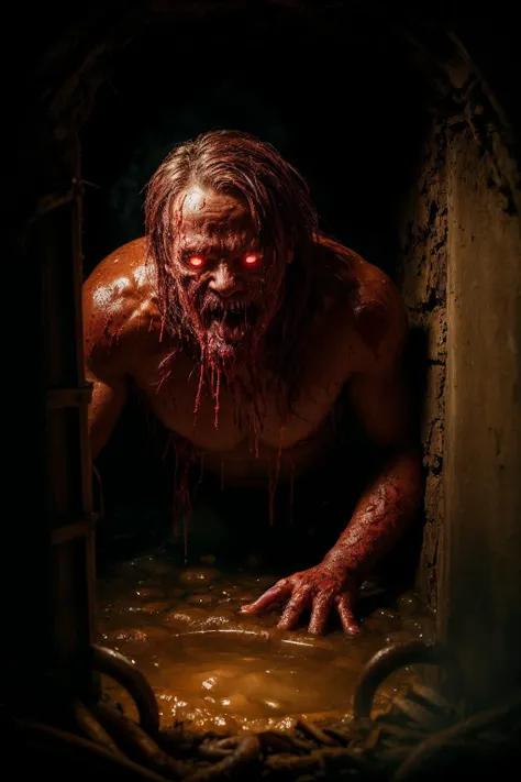 carnagestyle, a creepy man looking through a hole <lora:CarnageStyle:0.6> blood bath, (masterpiece:1.2), (intricate details:1.2), cinematic lighting, realism, realistic, RAW photo, 4k, highres, extremely intricate, photorealistic, selective focus, best qua...