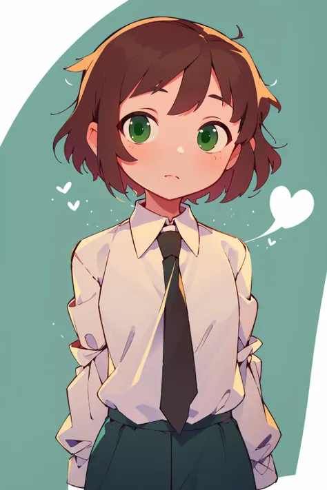 masterpiece, highest quality, best quality, 1girl, solo, looking at viewer, 
tezuka rin, (armless amputee:1.2), brown hair, collar, collared shirt, (double amputee:1.2), green eyes, katawa shoujo, necktie, shirt, short hair, solo, white shirt, <lora:my_Tez...