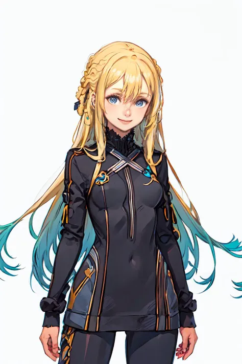 smile, <lora:Marina_Lucce_Maxetto_OC:0.8> Marina_Lucce_Maxetto_OC, 1girl, solo, blonde, very long hair, french braid, <lora:kuroboshi_kouhaku_style_v01:1>, ultra detailed, masterpiece, best quality, aesthetic, detailed,