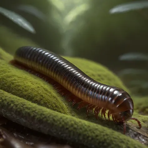 a close up of a millipe on a green blanket