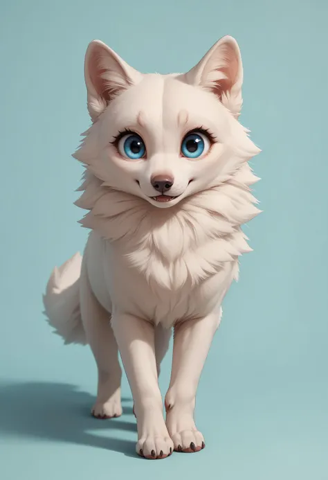 score_9, score_8_up, score_7_up, score_6_up, score_5_up, score_4_up, solo, cute wolf, feral, white fur, big eyes, eyelashes, smi...