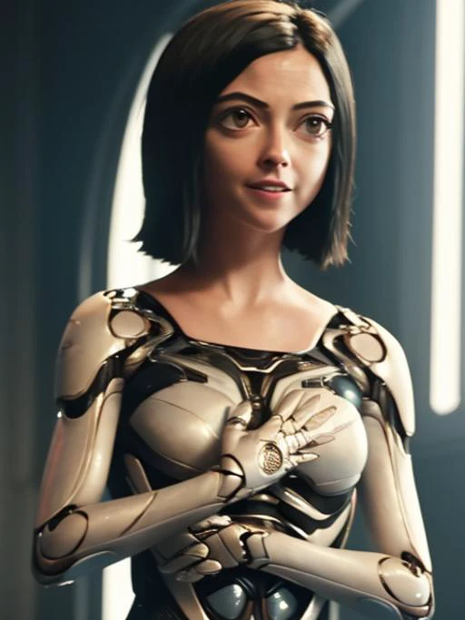 1girl, Alita: Battle Angel, Alita, <lora:alita_Test3Safetensors:0.7>, solo, Alita futuristic suit, alita tense, medium breasts, sci-fi, futuristic, masterpiece, best quality, ultra highres, 8k resolution, ultra-detailed, sharp focus, cinematic lighting, de...