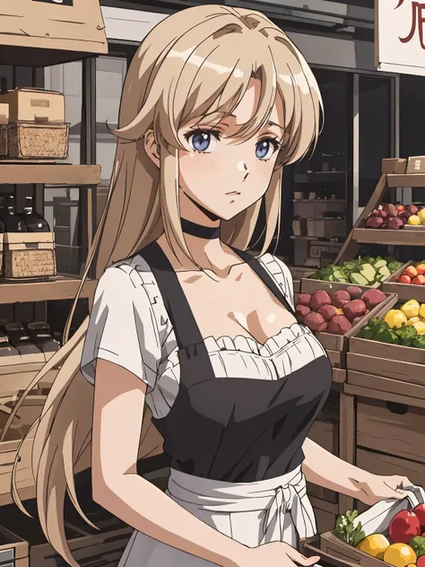 a scene of a farmers wife managing a bustling marketplace, selling fresh produce and goods, high quality detail, ((intricate detail)), complex illustration, high contrast, intricate background detail
masterpiece, best quality,   ((anime screencap)),