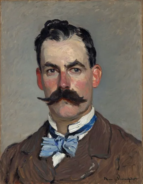 a painting of a man with a mustache and a bow tie