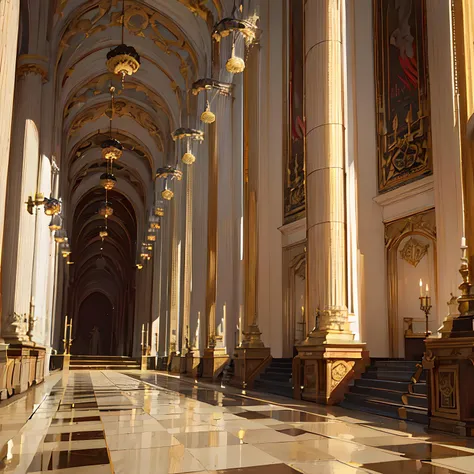 (best quality,masterpeace),wide shot,
A grand hall, dripping with Gothic opulence and draped in silk banners bearing ancient sigils, intricately carved masks, adorned with glistening black jewels, sinister elegance, blood-red velvet, flickering candlelight...