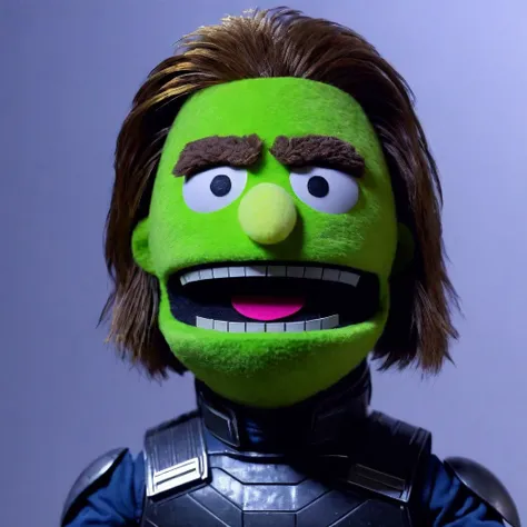 tv vhs screencap, 
winter soldier  puppet, 
(mppt:1.2) ,   happy facial expression , candid pose,
hd, 8k, highly detailed, perfe...