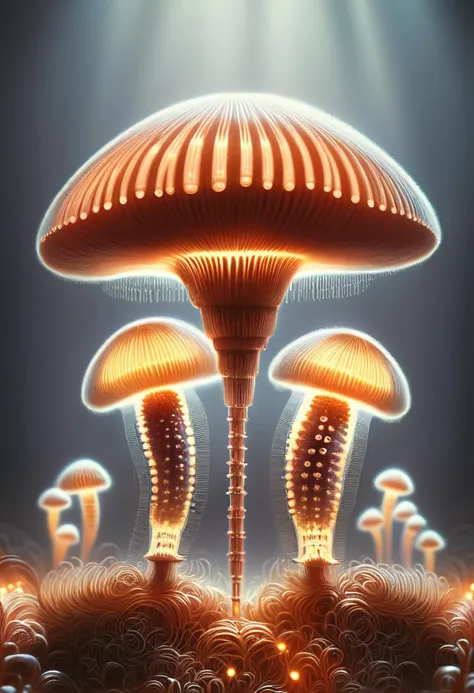 a close up of a group of mushrooms on a field