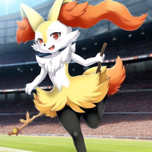 anime, 1girl, masterpiece, best quality, braixen, pokemon, yellow fox,  <lora:braixen:0.8>, detailed, short muzzle, fluff ears, ...