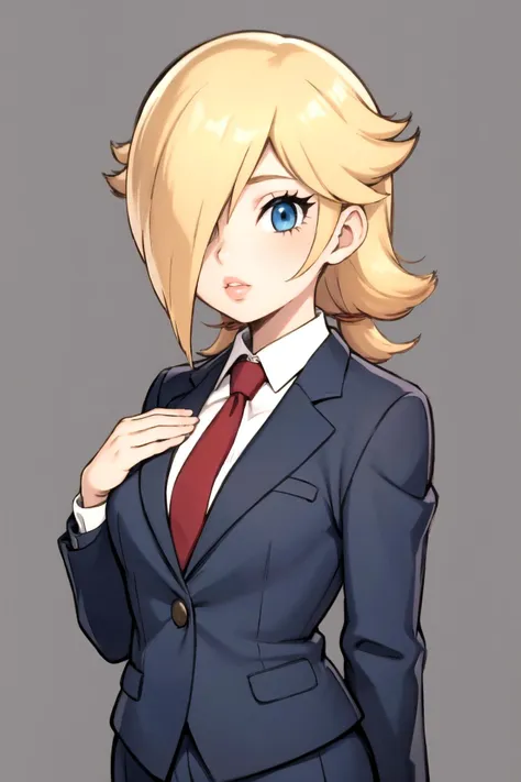 anime girl in a suit and tie with a red tie