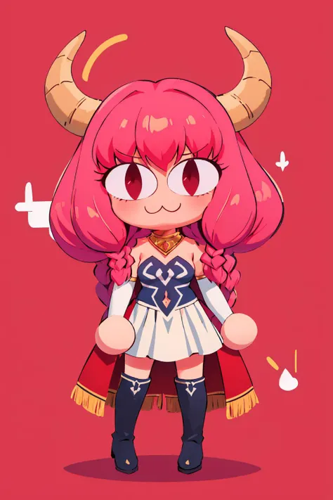 a cartoon girl with horns and a dress on