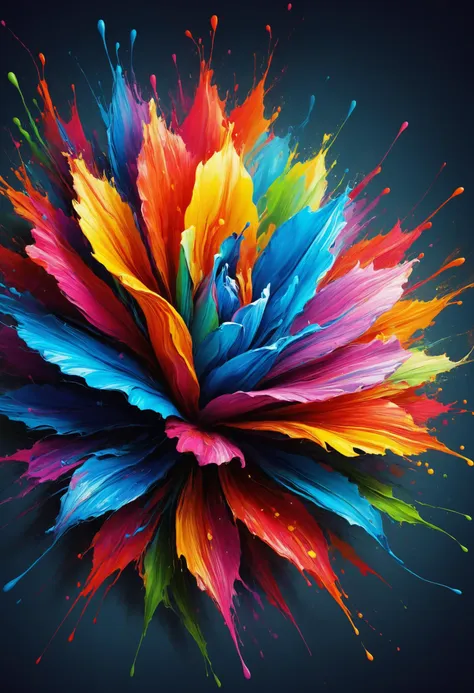 a colorful flower with paint splatters on it