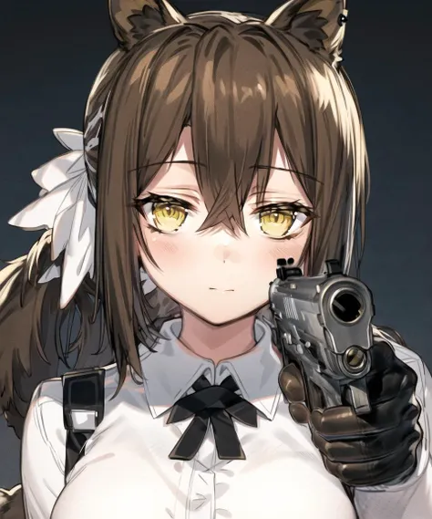 anime girl with a gun in her hand