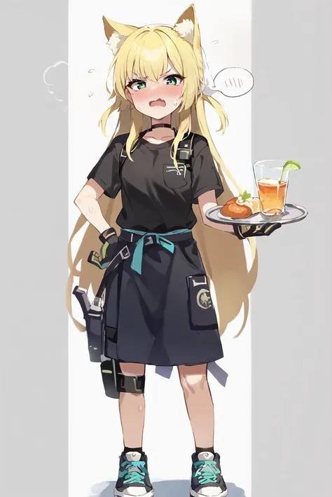 anime girl with a plate of food and a drink